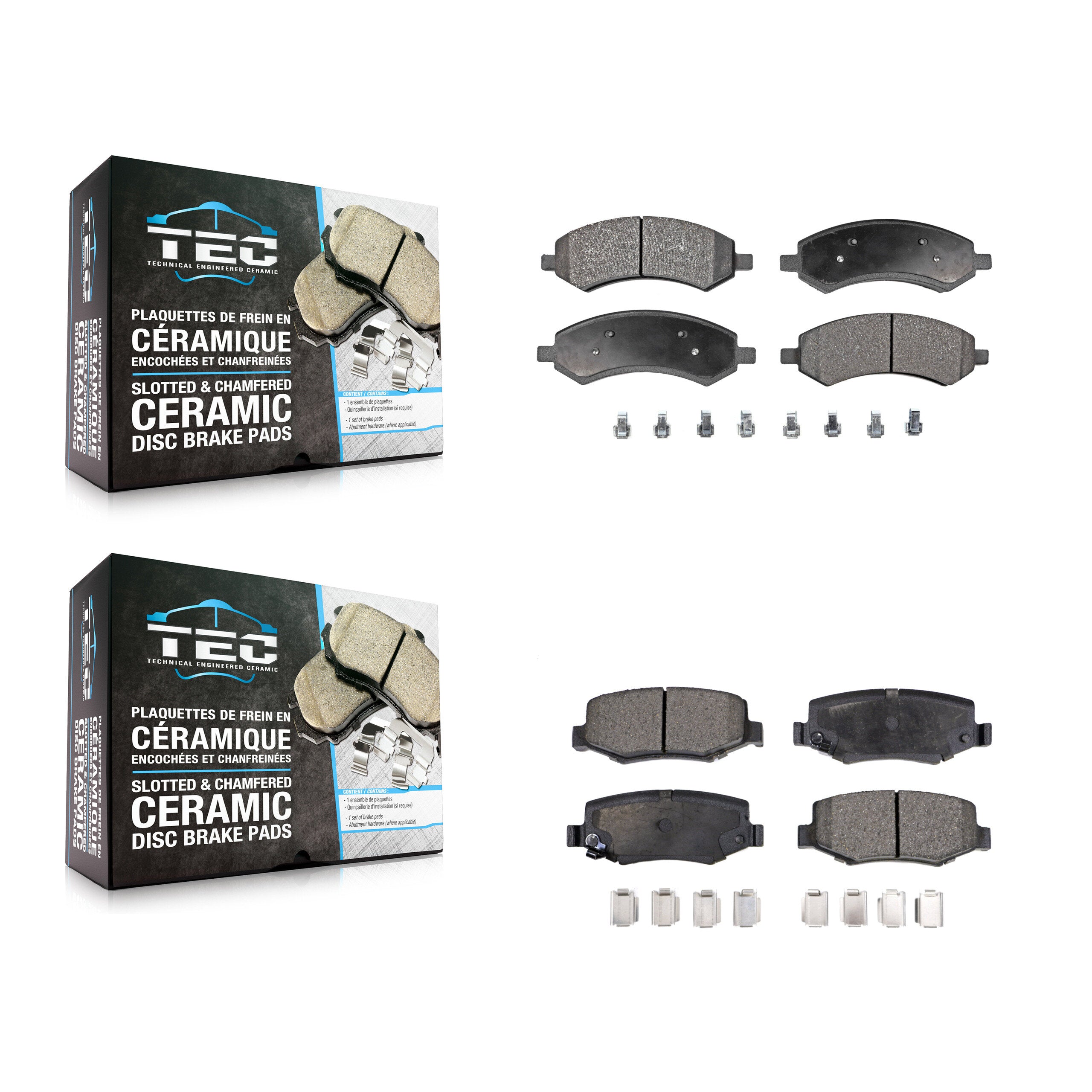 Front Rear Ceramic Brake Pads Kit For 18 Jeep Wrangler JK With 332mm Diameter Rotor KTC-100893
