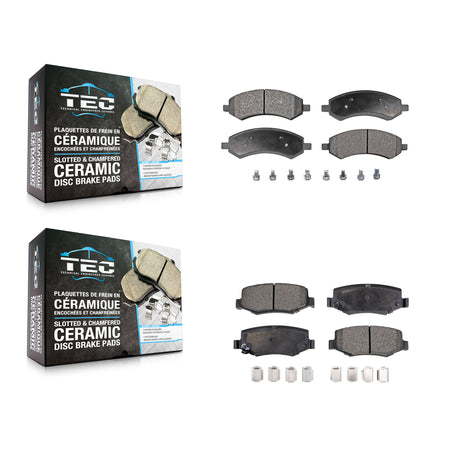 Front Rear Ceramic Brake Pads Kit For 18 Jeep Wrangler JK With 332mm Diameter Rotor KTC-100893