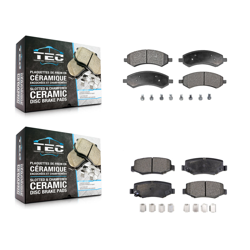 Front Rear Ceramic Brake Pads Kit For 18 Jeep Wrangler JK With 332mm Diameter Rotor KTC-100893