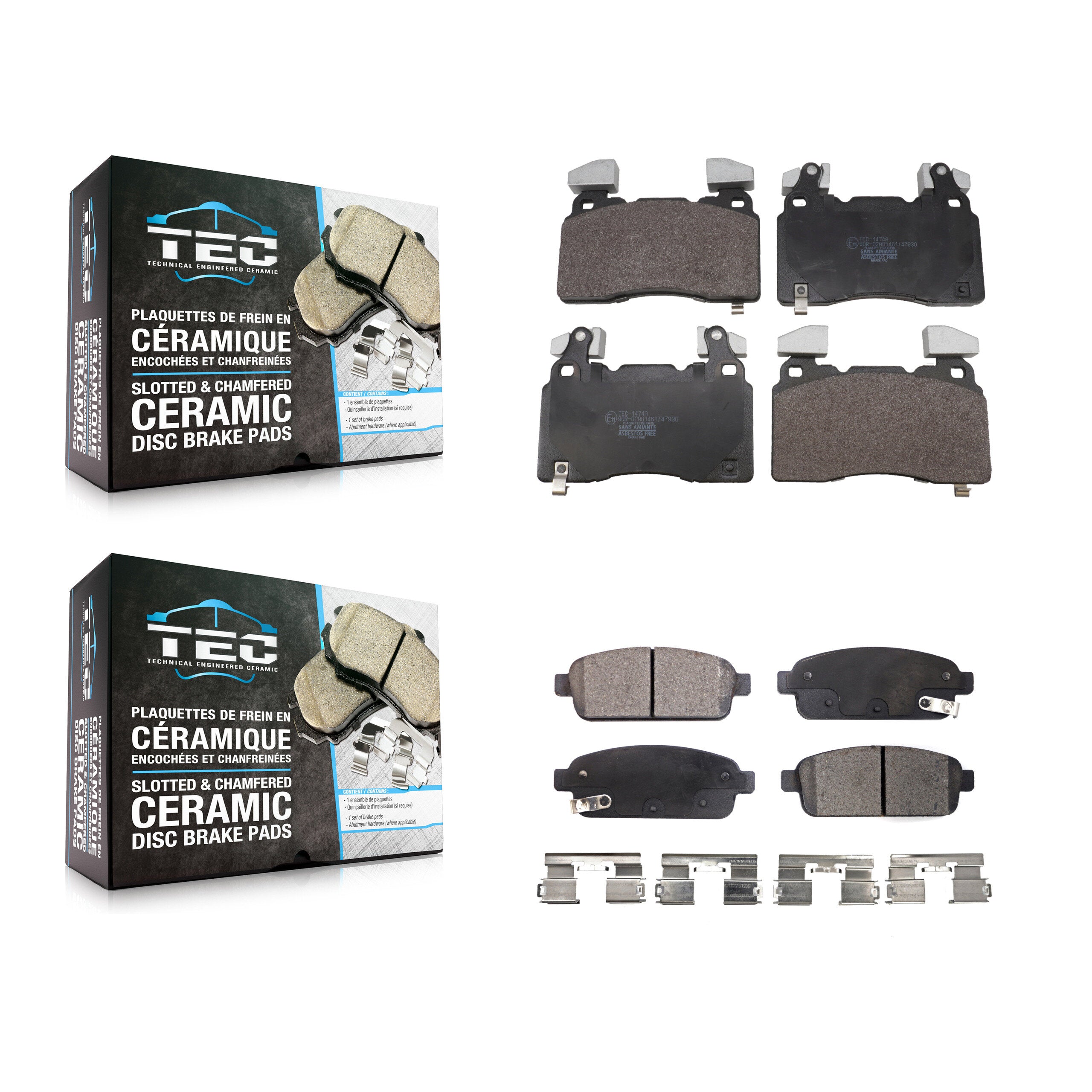 Front Rear Ceramic Brake Pads Kit For 2015-2016 Cadillac ELR With Performance Brakes KTC-100896