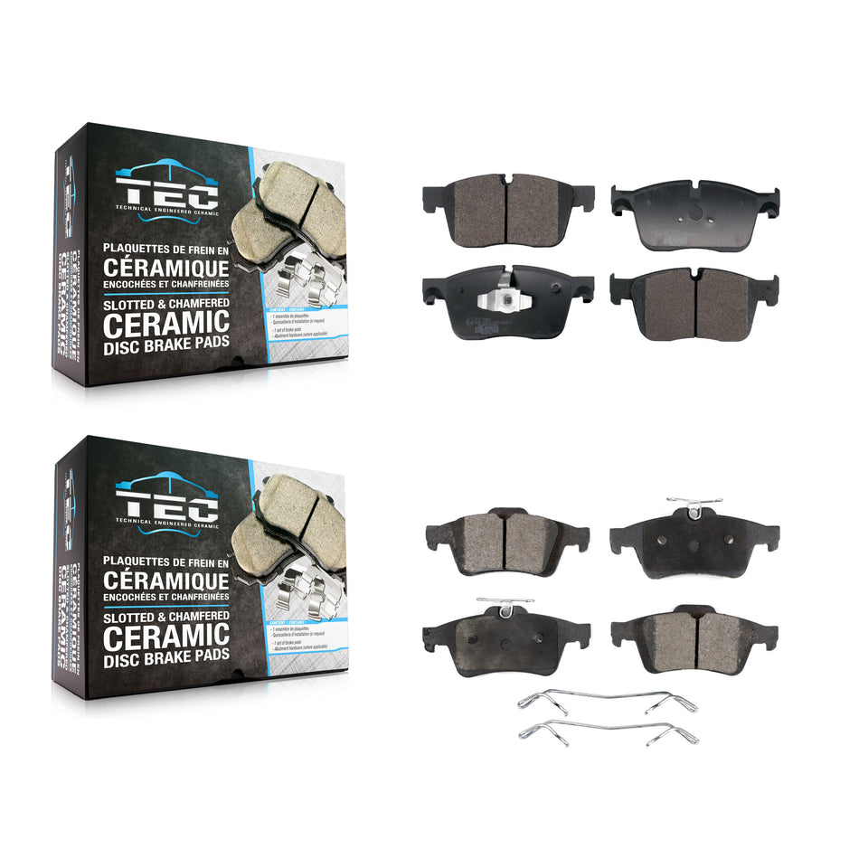 Front Rear Ceramic Brake Pads Kit For 2016 Jaguar XF With 355mm Diameter Rotor KTC-100903