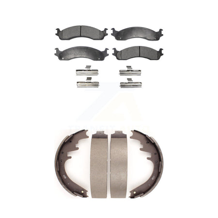 Front Rear Ceramic Brake Pads And Drum Shoes Kit For Dodge B3500 Ram 2500 Van B2500 KTN-100121