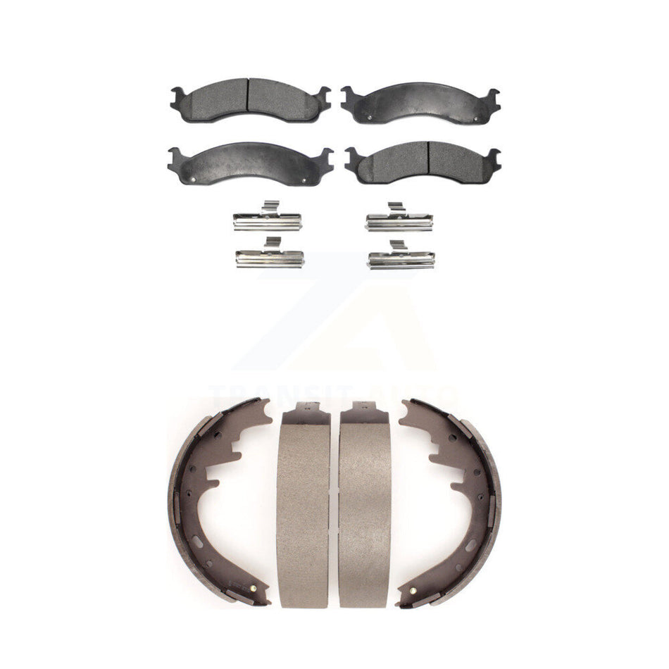 Front Rear Ceramic Brake Pads And Drum Shoes Kit For Dodge B3500 Ram 2500 Van B2500 KTN-100121
