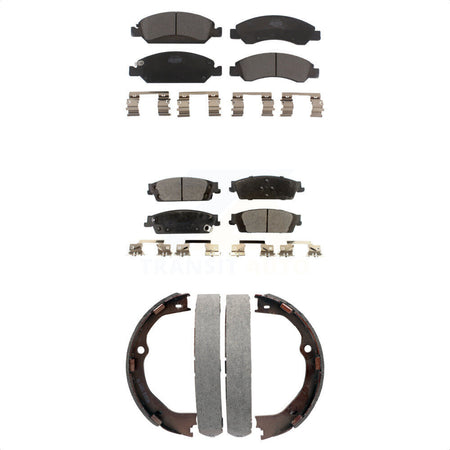Front Rear Ceramic Brake Pads Parking Shoe Kit For GMC Chevrolet Sierra 1500 Silverado LD KTN-100754