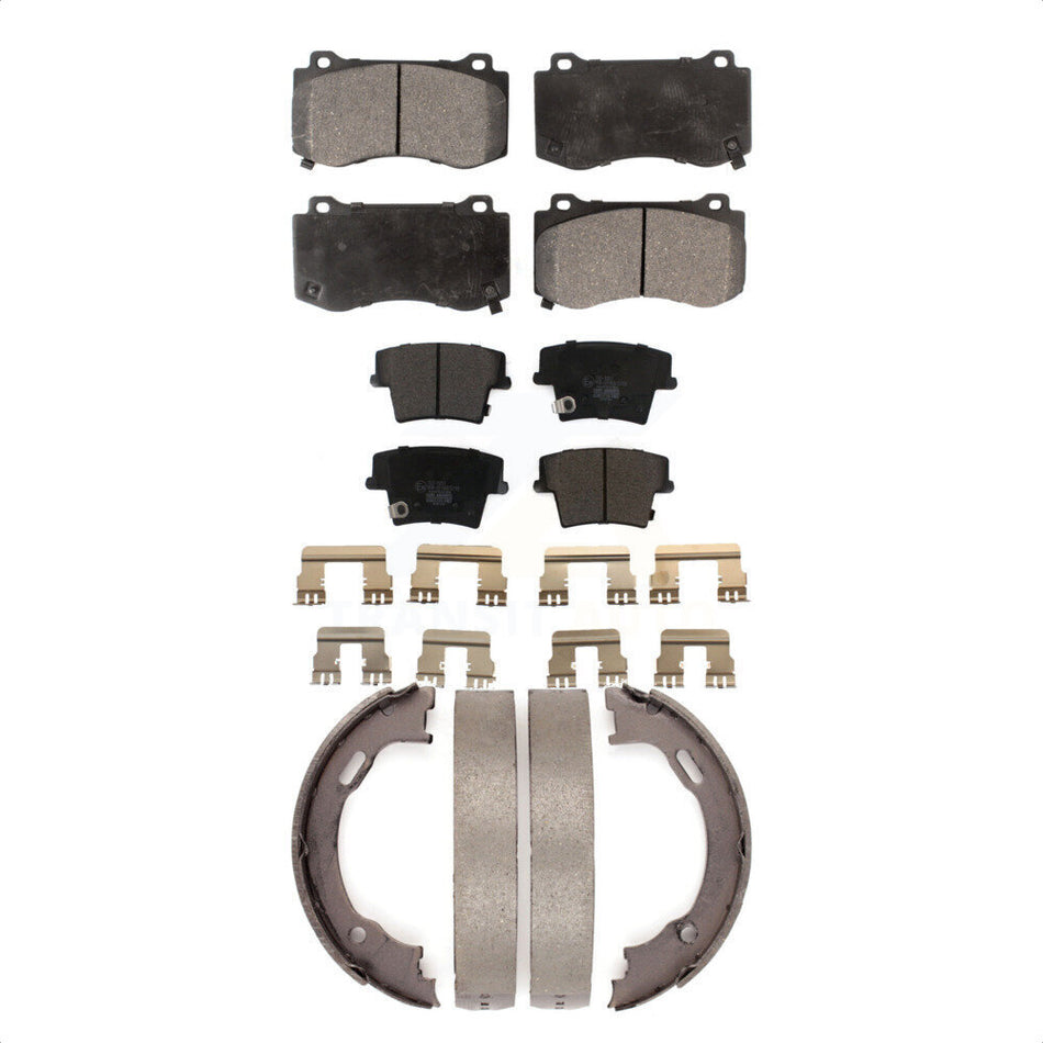 Front Rear Ceramic Brake Pads Parking Shoes Kit For Dodge Charger R T Scat Pack with 6.4L KTN-100849