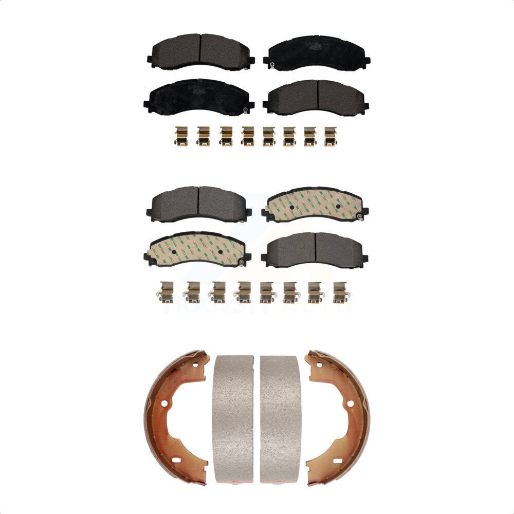Front Rear Ceramic Brake Pads Parking Shoes Kit For 2021 Ram 3500 With Single Wheels KTN-100895