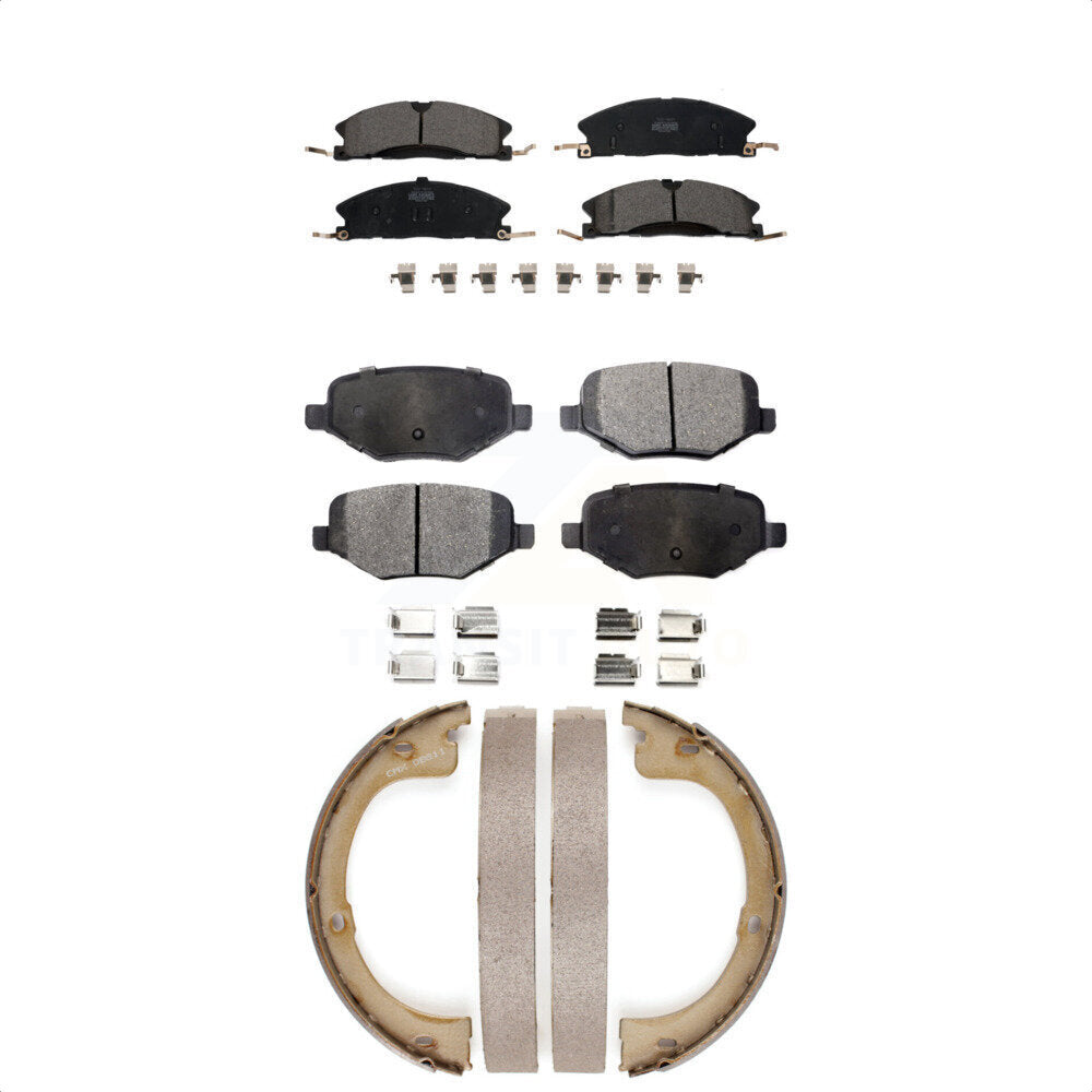 Front Rear Ceramic Brake Pads And Parking Shoes Kit For Lincoln MKT KTN-100912