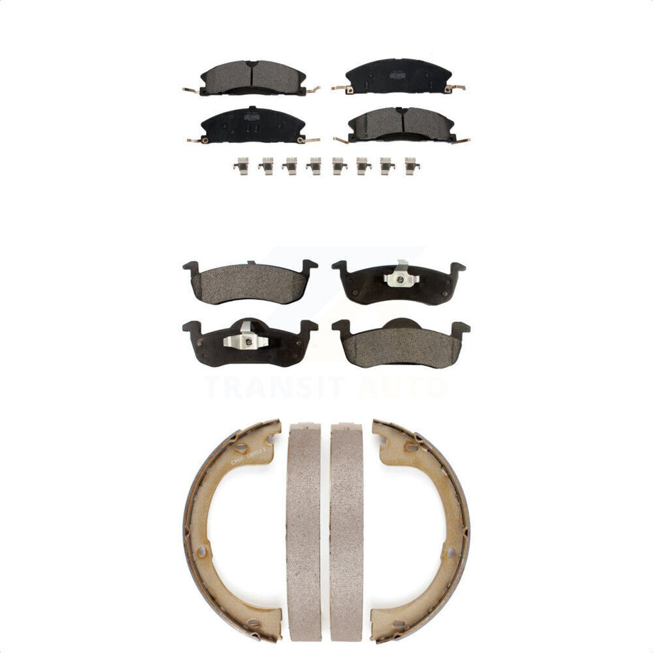 Front Rear Ceramic Brake Pads And Parking Shoes Kit For Lincoln MKT KTN-100913