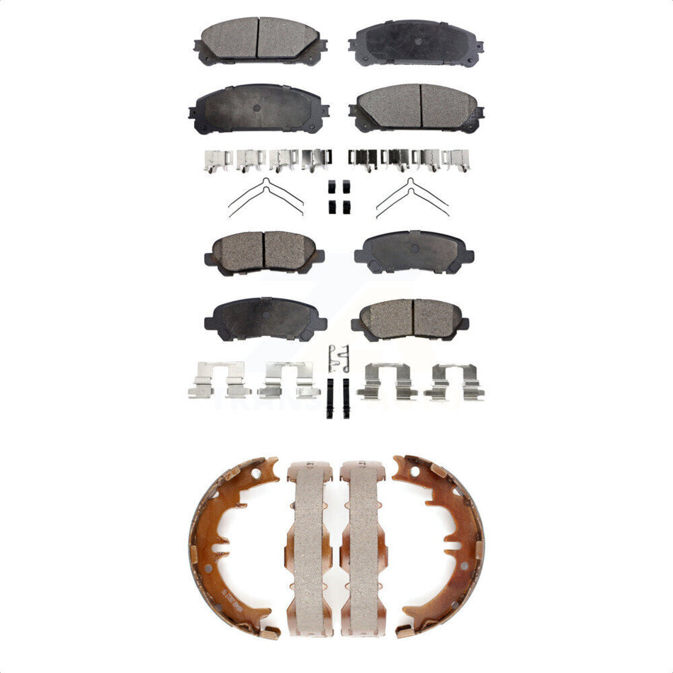 Front Rear Ceramic Brake Pads And Parking Shoes Kit For 2008-2013 Toyota Highlander KTN-100923
