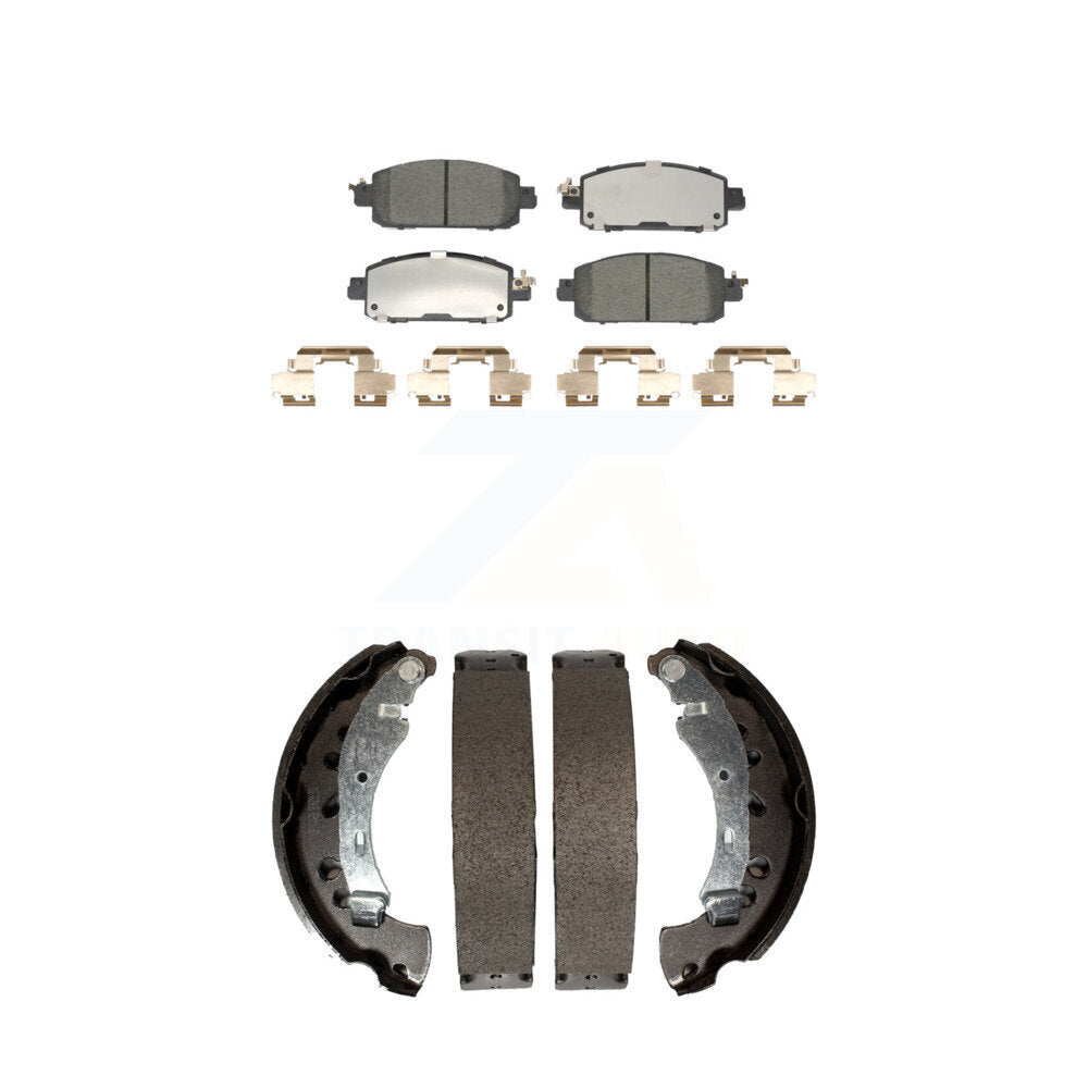Front Rear Ceramic Brake Pads And Drum Shoes Kit For 2020-2023 Nissan Sentra KTN-100924