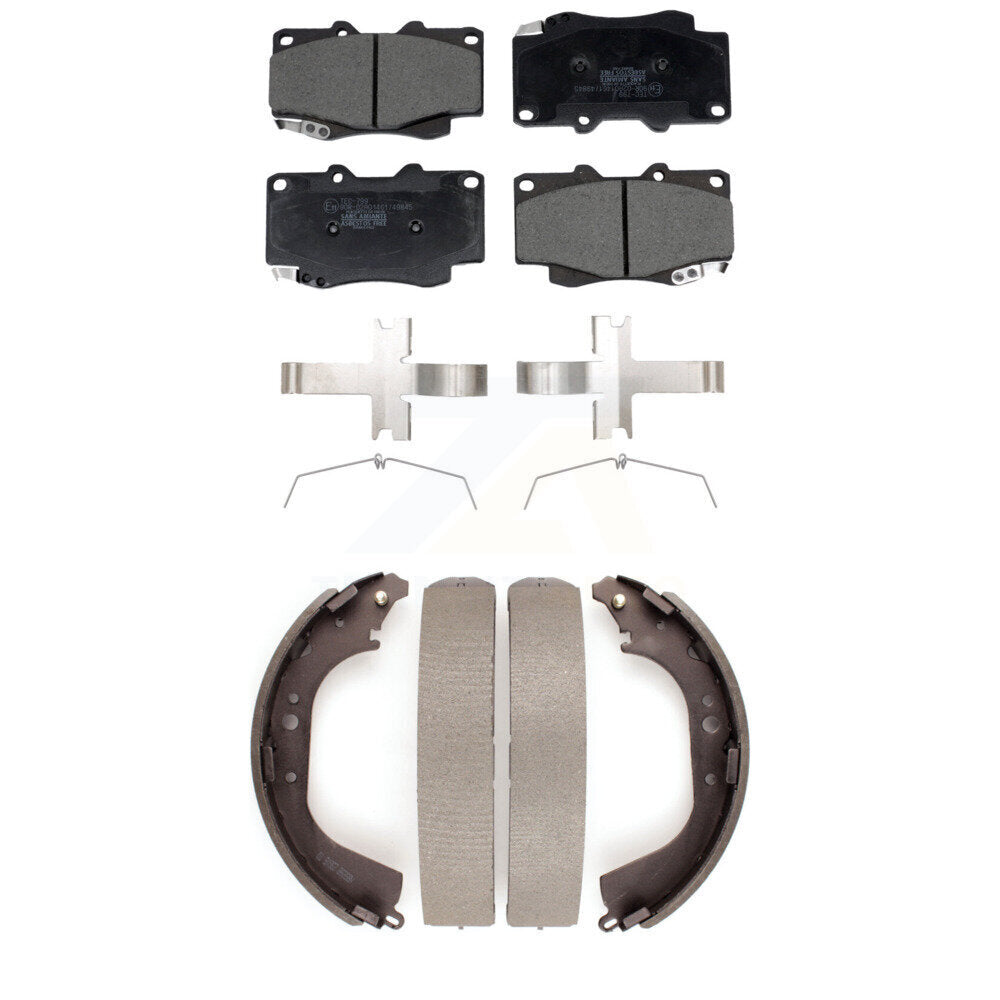 Front Rear Ceramic Brake Pads Drum Shoe Kit For 2000-2002 Toyota Tacoma With 6 Lug Wheels KTN-100927