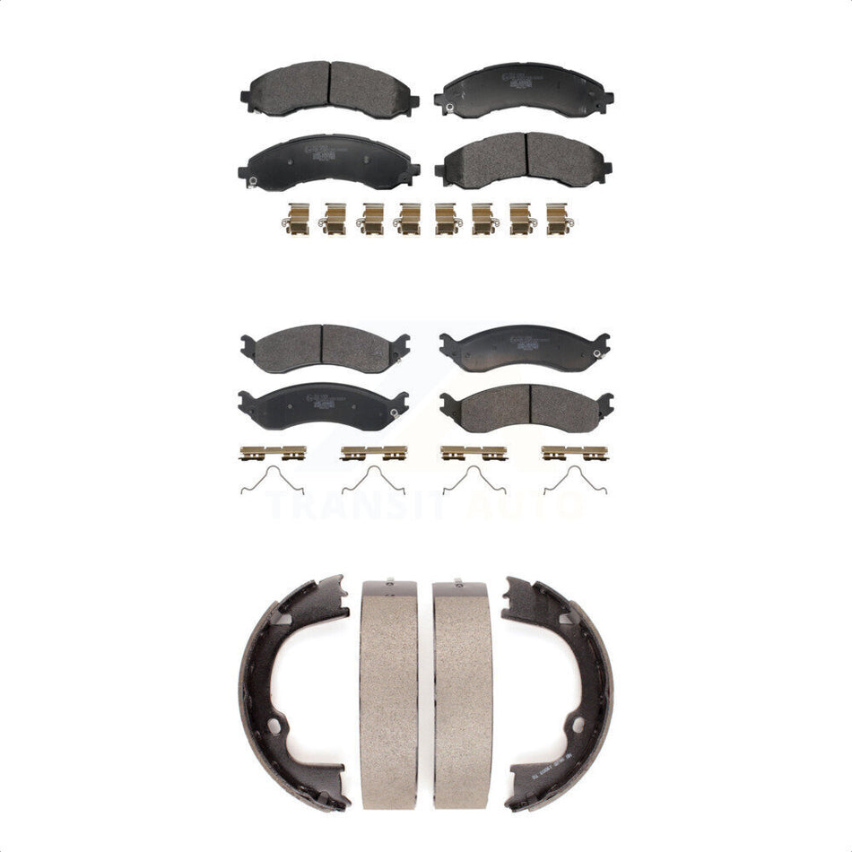 Front Rear Ceramic Brake Pads Parking Shoe Kit For GMC Chevrolet Savana 2500 Express 3500 KTN-100934