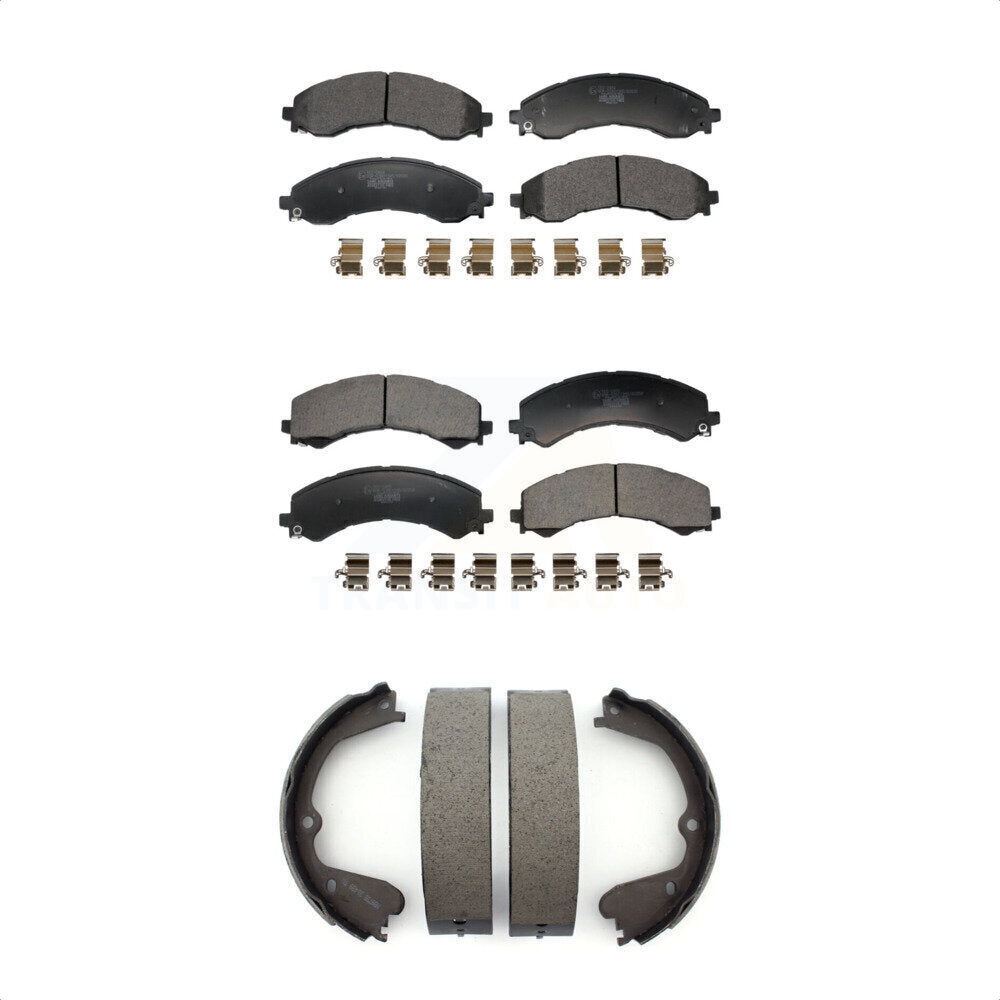 Front Rear Ceramic Brake Pads Parking Shoe Kit For GMC Savana 3500 Chevrolet Express 4500 KTN-100936