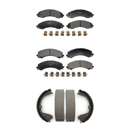 Front Rear Ceramic Brake Pads Parking Shoe Kit For GMC Savana 3500 Chevrolet Express 4500 KTN-100936