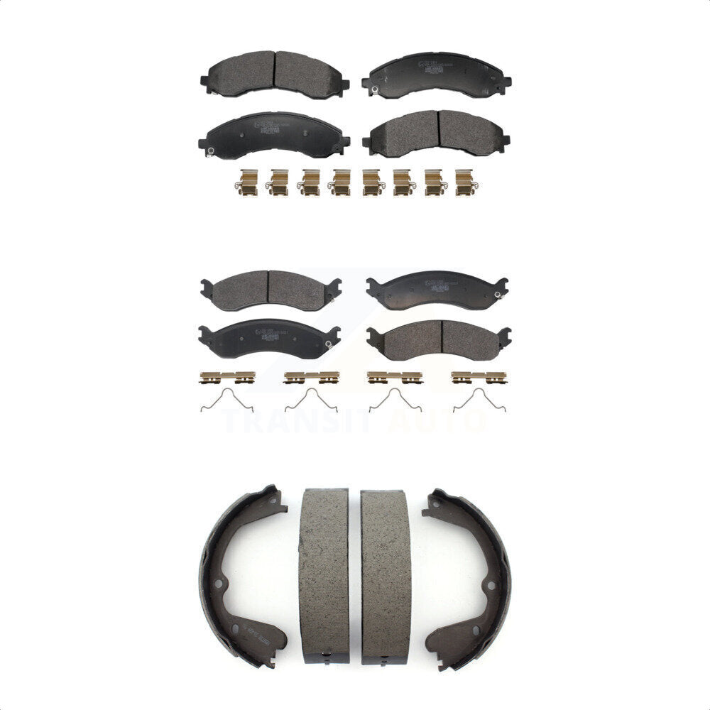 Front Rear Ceramic Brake Pads And Parking Shoes Kit For GMC Chevrolet Savana 4500 Express KTN-100937