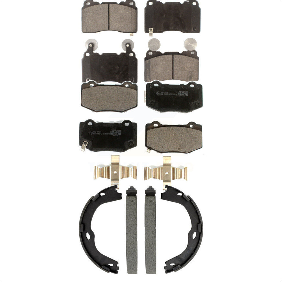 Front Rear Ceramic Brake Pads And Parking Shoes Kit For Chevrolet Corvette Camaro KTN-100942