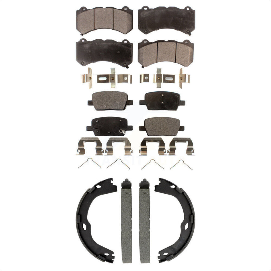 Front Rear Ceramic Brake Pads And Parking Shoes Kit For Chevrolet Camaro KTN-100943