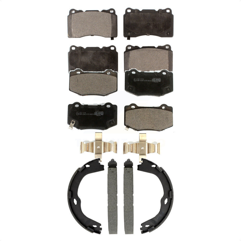 Front Rear Ceramic Brake Pads And Parking Shoes Kit For Chevrolet Corvette Stingray KTN-100945
