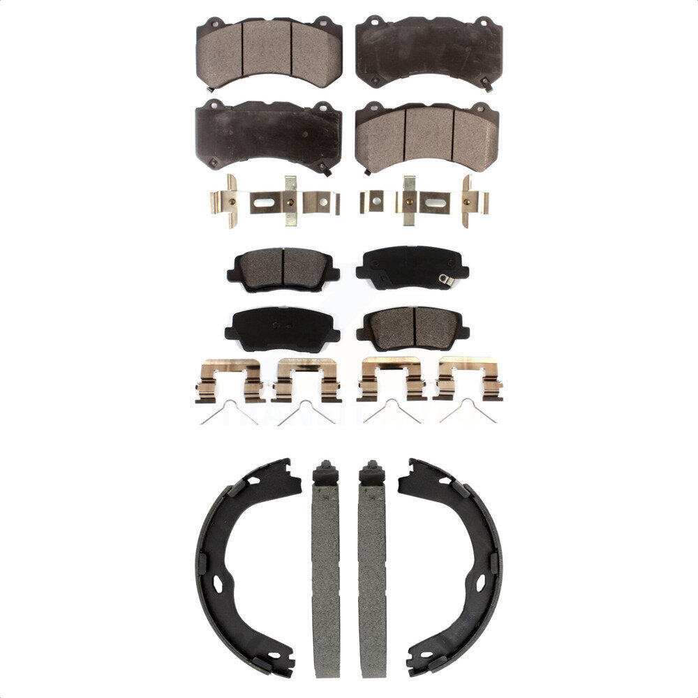 Front Rear Ceramic Brake Pads And Parking Shoes Kit For Cadillac CTS KTN-100947