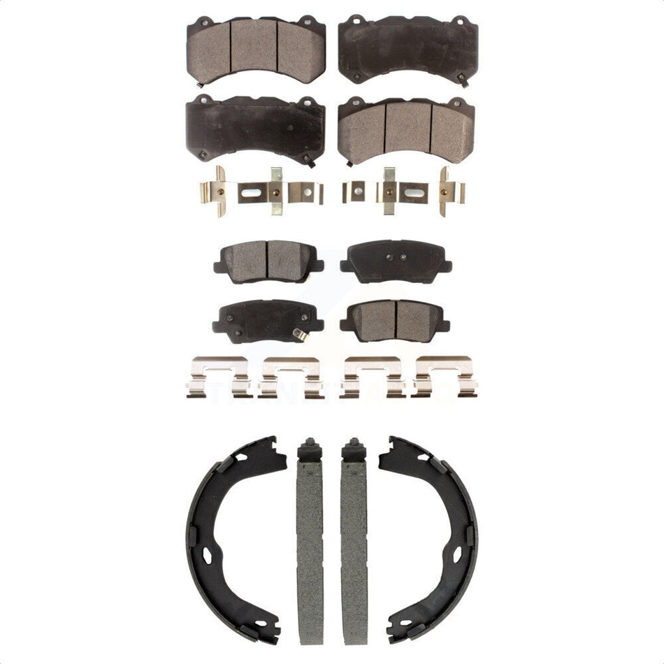 Front Rear Ceramic Brake Pads And Parking Shoes Kit For Cadillac CTS KTN-100950
