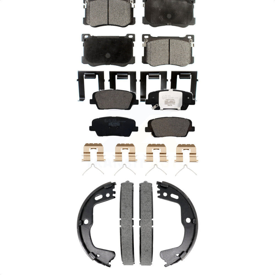 Front Rear Ceramic Brake Pads And Parking Shoes Kit For 2018-2020 Genesis G80 3.3L KTN-100958