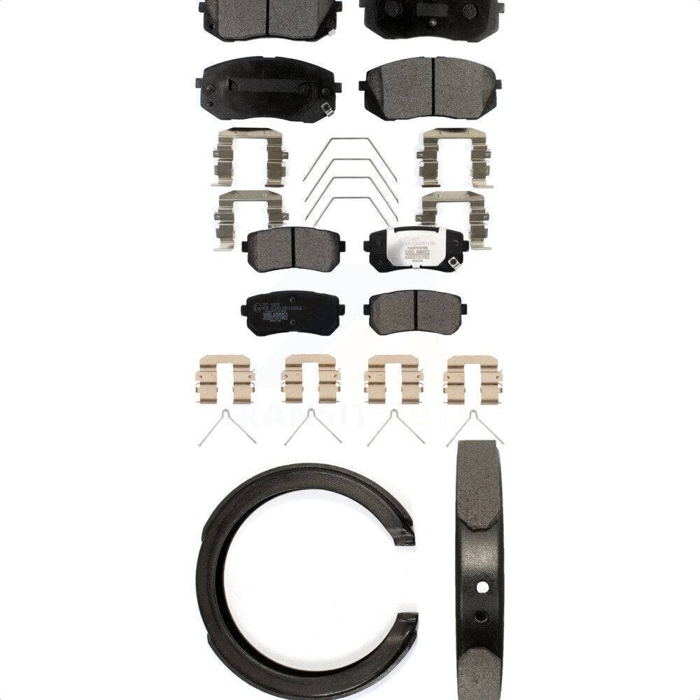 Front Rear Ceramic Brake Pads & Parking Shoe Kit For Kia Optima With Manual KTN-100960