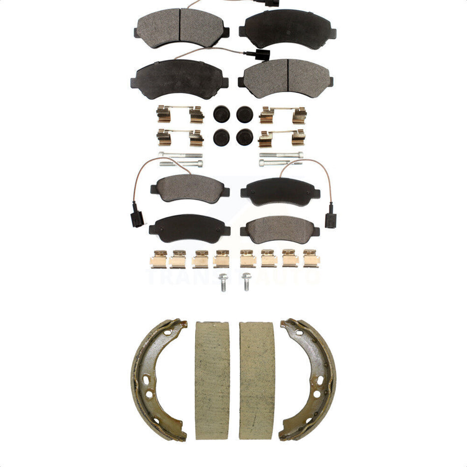 Front Rear Ceramic Brake Pads Parking Shoe Kit For 2014-2020 Ram ProMaster 2500 3500 1500 KTN-100971