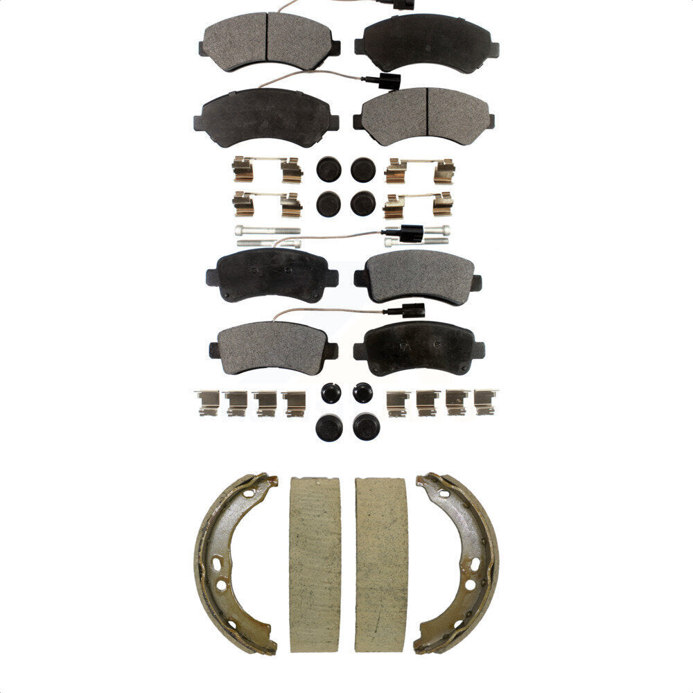 Front Rear Ceramic Brake Pads Parking Shoe Kit For 2014-2020 Ram ProMaster 2500 3500 1500 KTN-100972