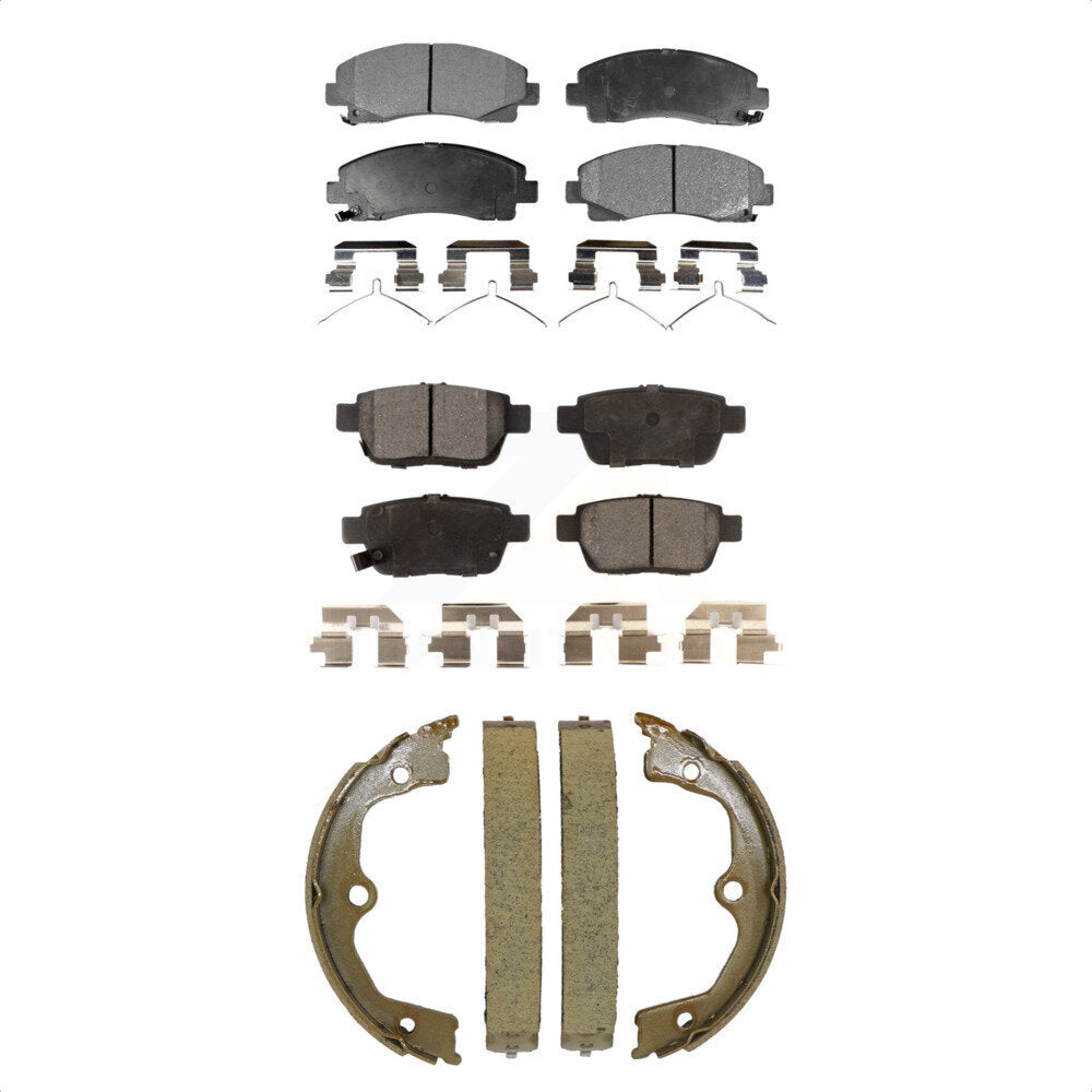 Front Rear Ceramic Brake Pads And Parking Shoes Kit For 2009-2014 Acura TL KTN-100975