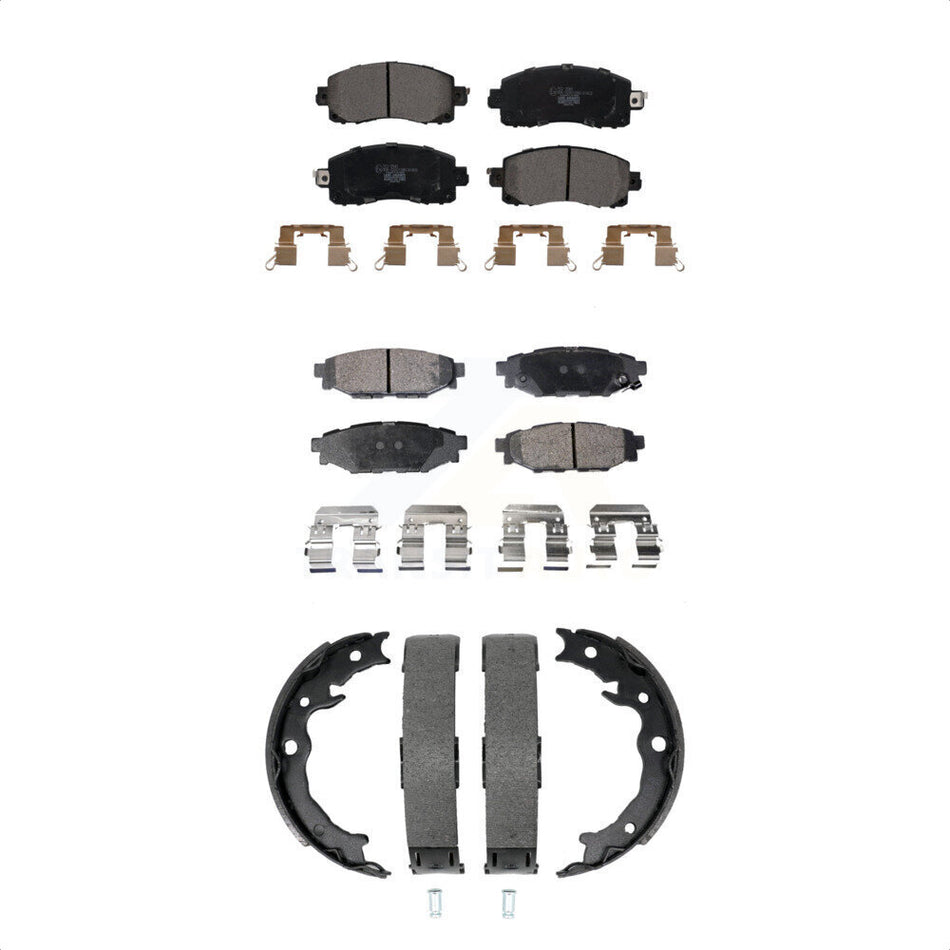 Front Rear Ceramic Brake Pads And Parking Shoes Kit For Subaru Crosstrek Impreza KTN-100982