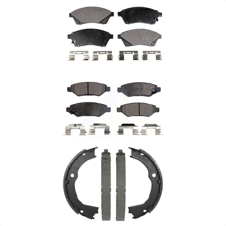 Front Rear Ceramic Brake Pads And Parking Shoes Kit For 2010-2016 Cadillac SRX KTN-100987