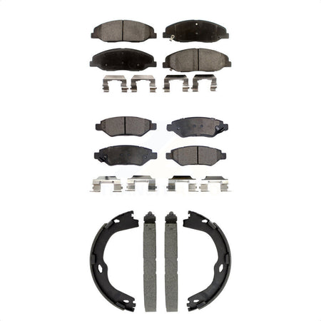 Front Rear Ceramic Brake Pads Parking Shoe Kit For Cadillac CTS Without Heavy Duty Brakes KTN-100989