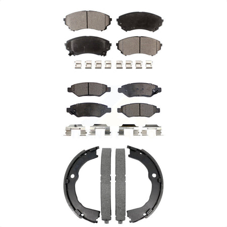 Front Rear Ceramic Brake Pads & Parking Shoes Kit For Cadillac CTS With Heavy Duty Brakes KTN-100992