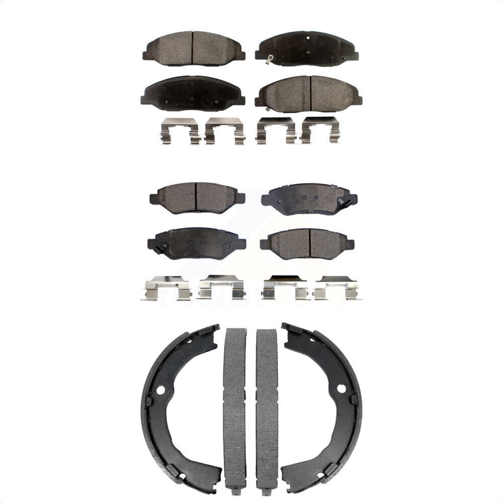 Front Rear Ceramic Brake Pads Parking Shoe Kit For Cadillac CTS Without Heavy Duty Brakes KTN-100993
