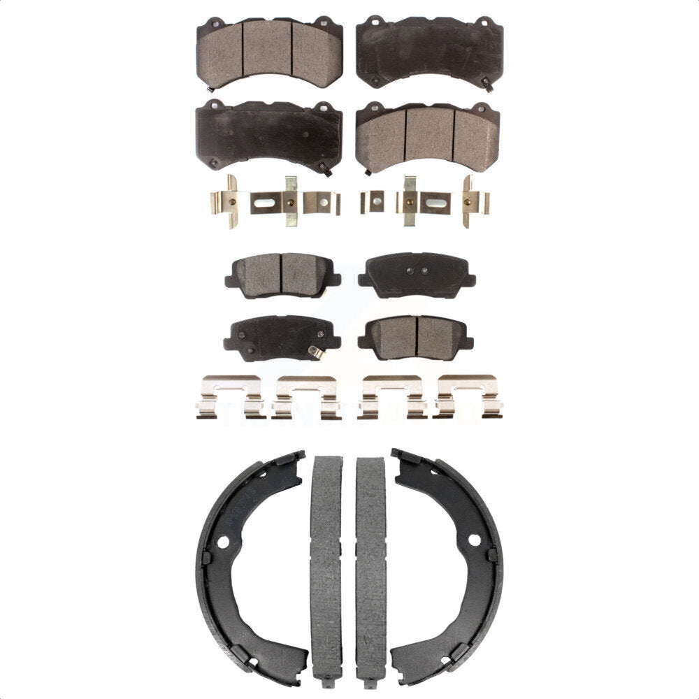 Front Rear Ceramic Brake Pads And Parking Shoes Kit For 2015 Cadillac CTS V with Coupe KTN-100996
