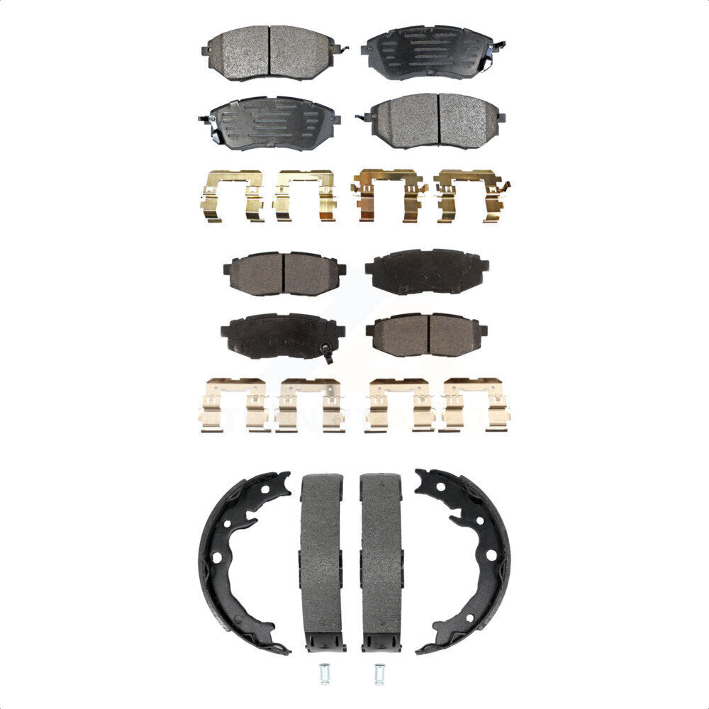 Front Rear Ceramic Brake Pads And Parking Shoes Kit For 2014-2018 Subaru Forester 2.0L KTN-100997