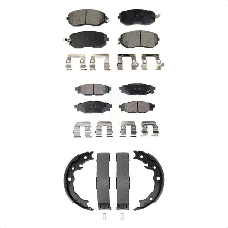 Front Rear Ceramic Brake Pads & Parking Shoe Kit For Subaru Forester Impreza XV Crosstrek KTN-100998