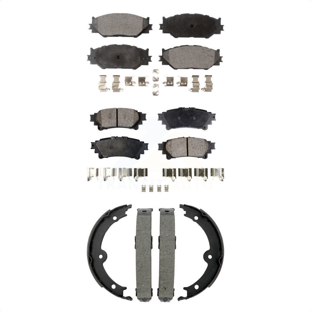 Front Rear Ceramic Brake Pads Parking Shoe Kit For 14-15 Lexus IS250 With F Sport Package KTN-101014