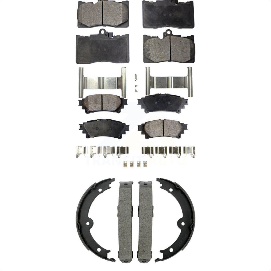 Front Rear Ceramic Brake Pads And Parking Shoes Kit For 2014-2015 Lexus IS350 Convertible KTN-101016