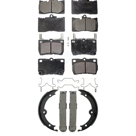 Front Rear Ceramic Brake Pads & Parking Shoe Kit For Lexus IS350 GS350 GS450h GS430 GS460 KTN-101019