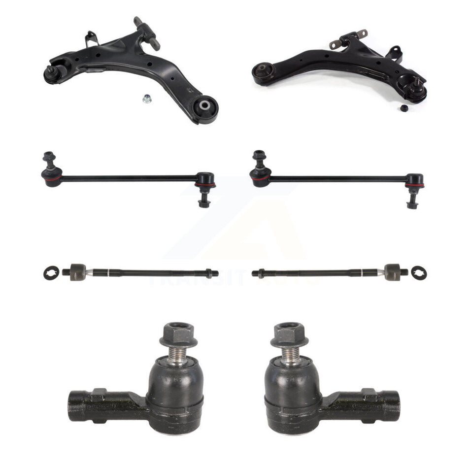 Front Suspension Control Arm And Ball Joint Assembly Steering Tie Rod End Stabilizer Bar Link Kit (8Pc) For 2005-2009 Kia Spectra Spectra5 KTR-100461