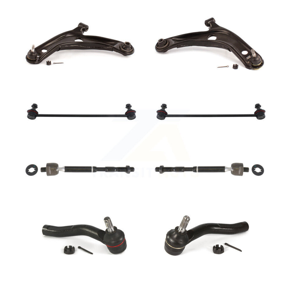 Front Suspension Control Arm And Ball Joint Assembly Steering Tie Rod End Stabilizer Bar Link Kit (8Pc) For 2006-2008 Toyota Yaris KTR-100550