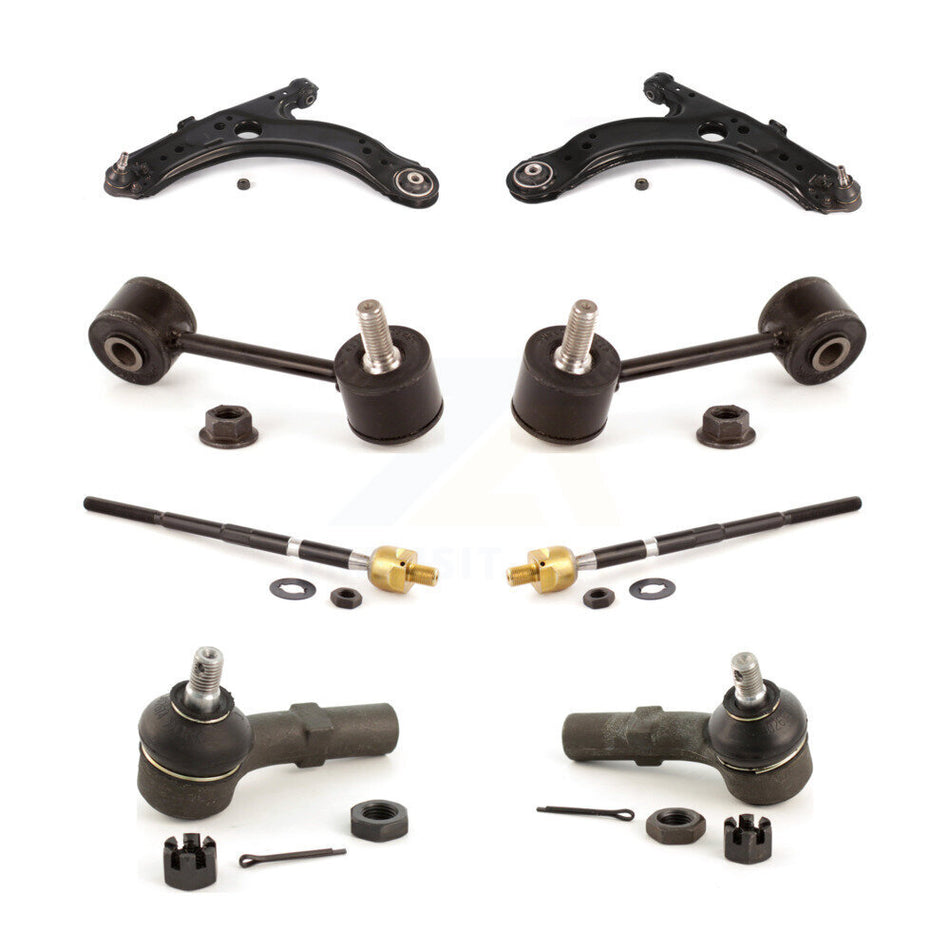 Front Suspension Control Arm And Ball Joint Assembly Steering Tie Rod End Stabilizer Bar Link Kit (8Pc) For Volkswagen Jetta Beetle Golf KTR-100557