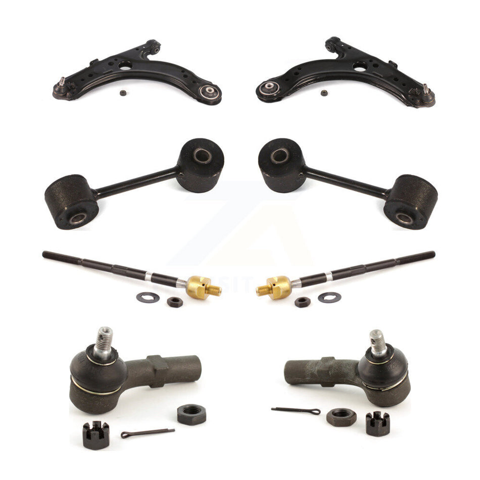 Front Suspension Control Arm And Ball Joint Assembly Steering Tie Rod End Stabilizer Bar Link Kit (8Pc) For Volkswagen Jetta Beetle Golf City KTR-100559