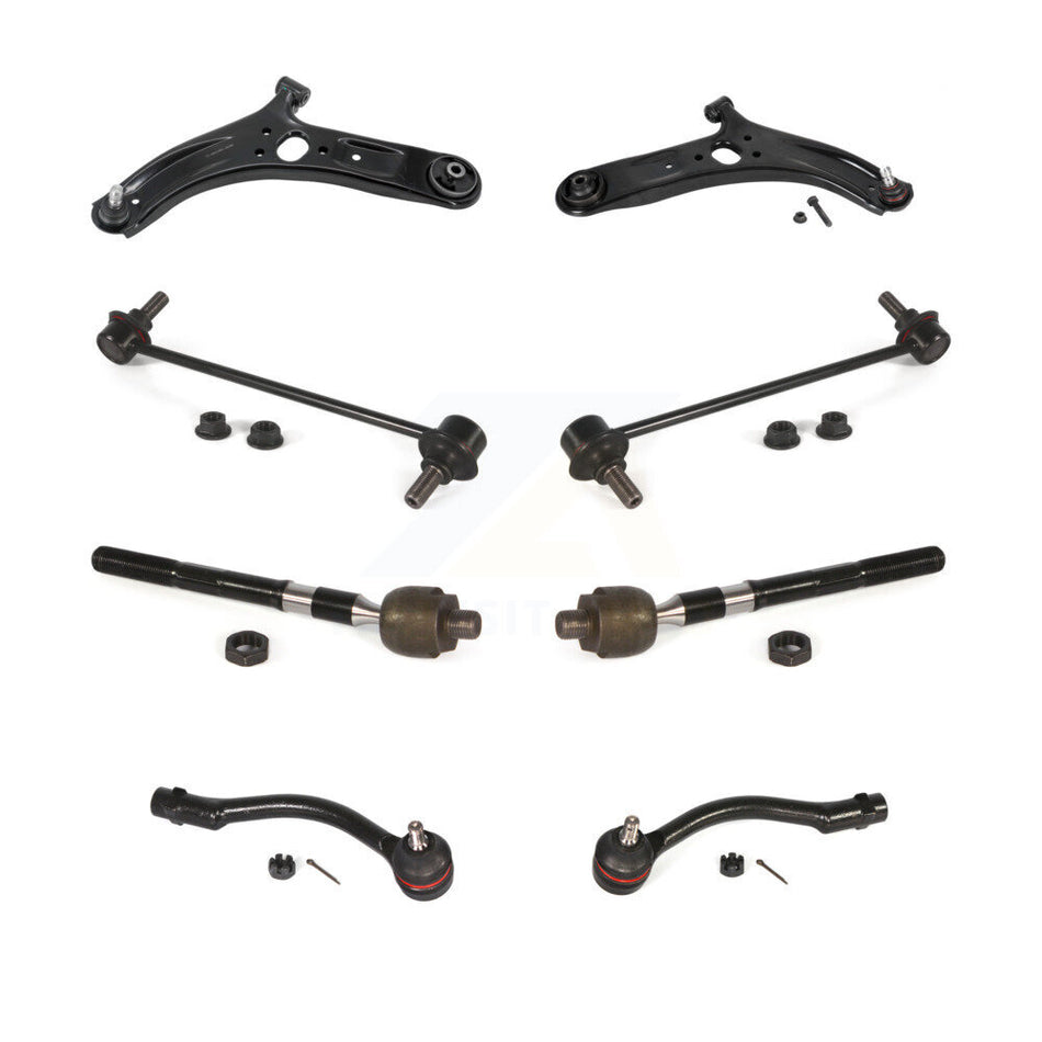 Front Suspension Control Arm And Ball Joint Assembly Steering Tie Rod End Stabilizer Bar Link Kit (8Pc) For Kia Rio KTR-100568