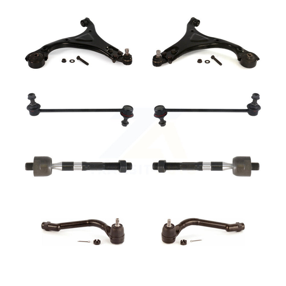 Front Suspension Control Arm And Ball Joint Assembly Steering Tie Rod End Stabilizer Bar Link Kit (8Pc) For 2012-2013 Hyundai Sonata GL GLS 10.63" Center To Length KTR-100572