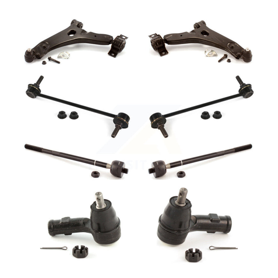 Front Suspension Control Arm And Ball Joint Assembly Steering Tie Rod End Stabilizer Bar Link Kit (8Pc) For 2009-2010 Ford Focus Without Fixed Ratio KTR-100585