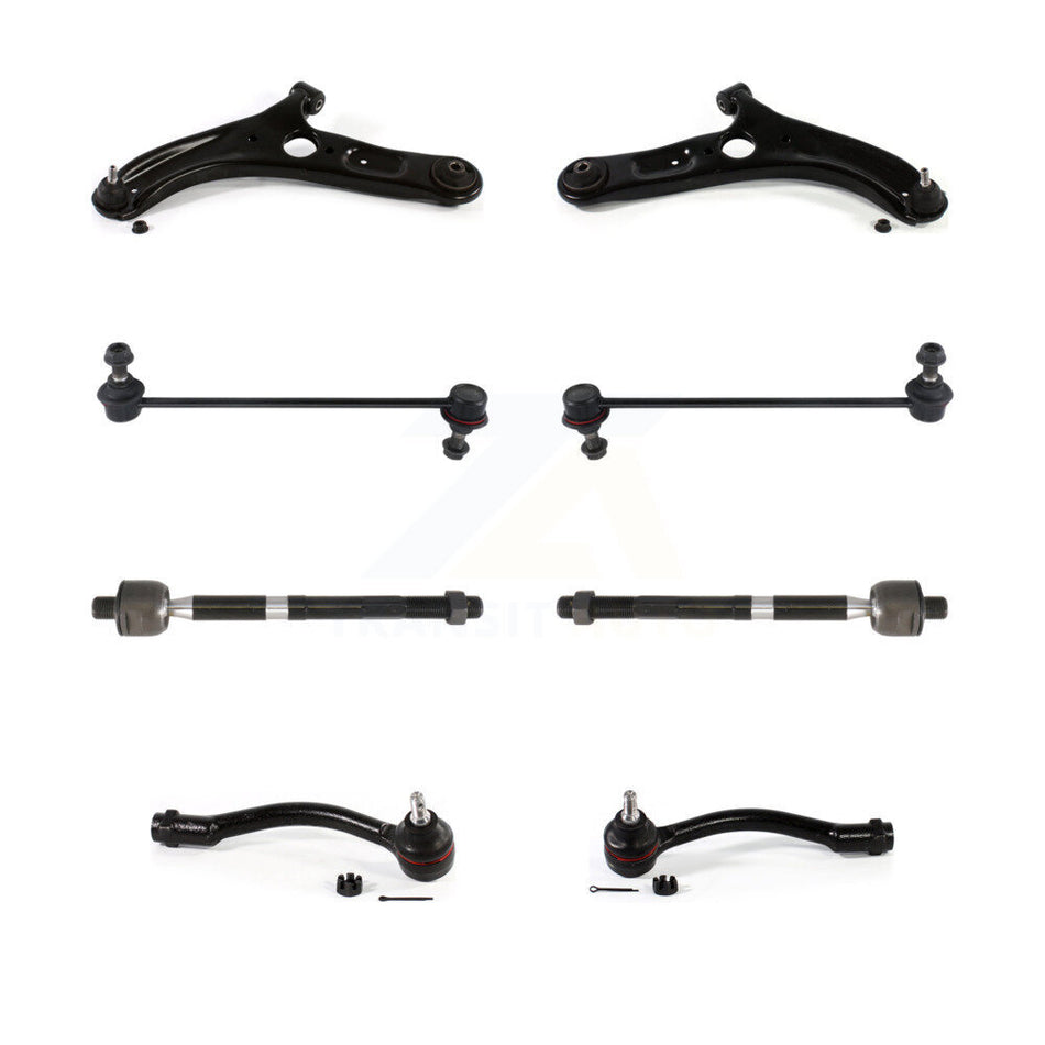 Front Suspension Control Arm And Ball Joint Assembly Steering Tie Rod End Stabilizer Bar Link Kit (8Pc) For Kia Forte Forte5 Koup KTR-103233
