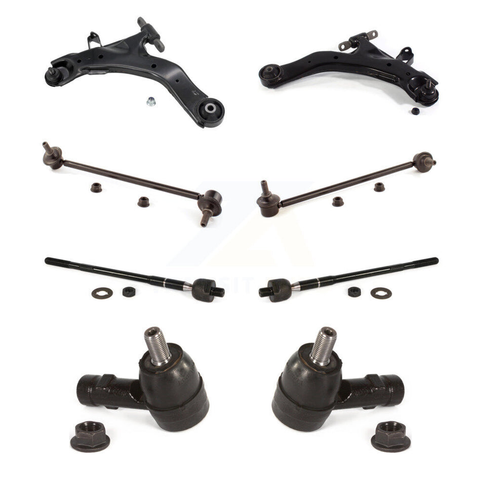 Front Suspension Control Arm And Ball Joint Assembly Steering Tie Rod End Stabilizer Bar Link Kit (8Pc) For 2003-2008 Hyundai Tiburon KTR-104055