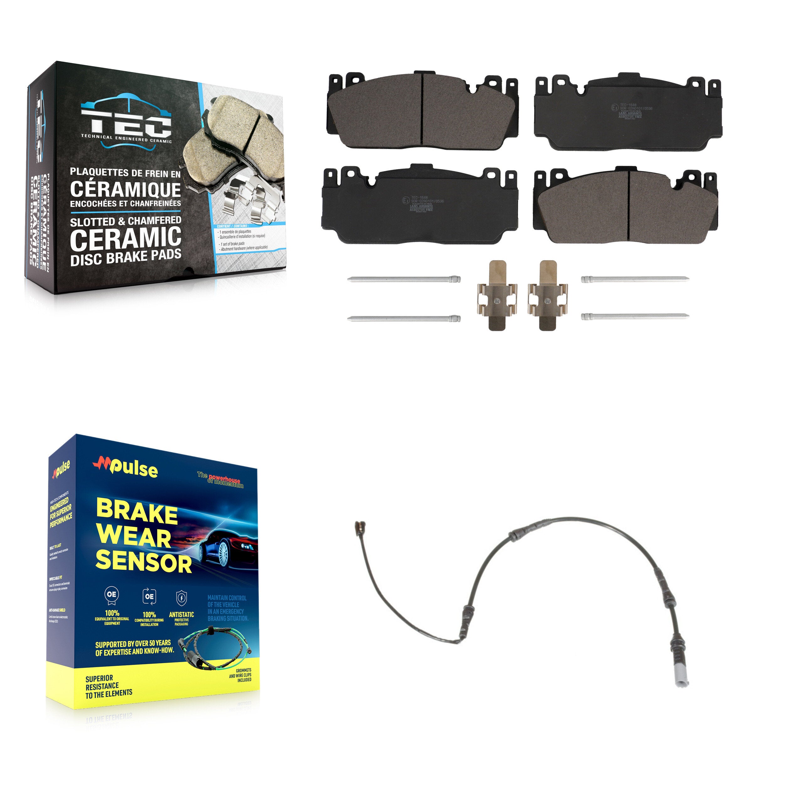 Front Ceramic Brake Pads & Wear Sensor Kit For BMW M4 M2 M3 With Composite Brakes KTW-100006
